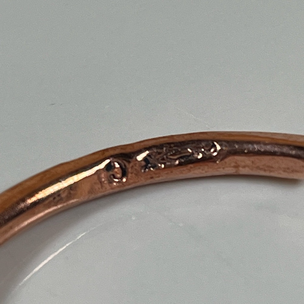 Solid Copper Native Made Apple Coral Gemstone Cuff Bracelet Size 6.5 Adjustable - Picture 4 of 7